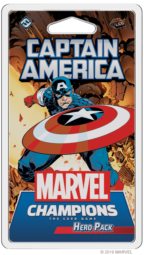 Portada juego de mesa Marvel Champions: El Juego de Cartas – Capitán América Pack de Héroe