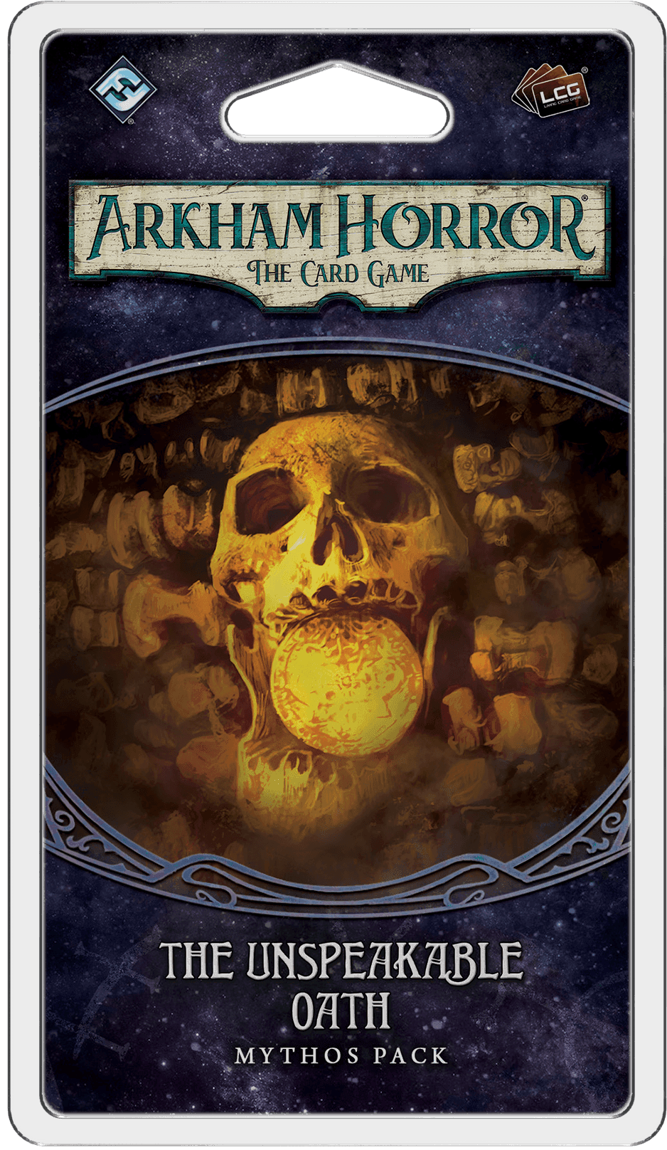 Portada juego de mesa Arkham Horror: El Juego de Cartas – El Juramento Inconfesable: Pack de Mitos