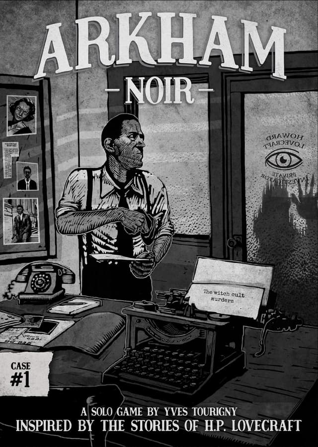 Portada juego de mesa Arkham Noir. Caso n°1: Los asesinatos del culto de la bruja.