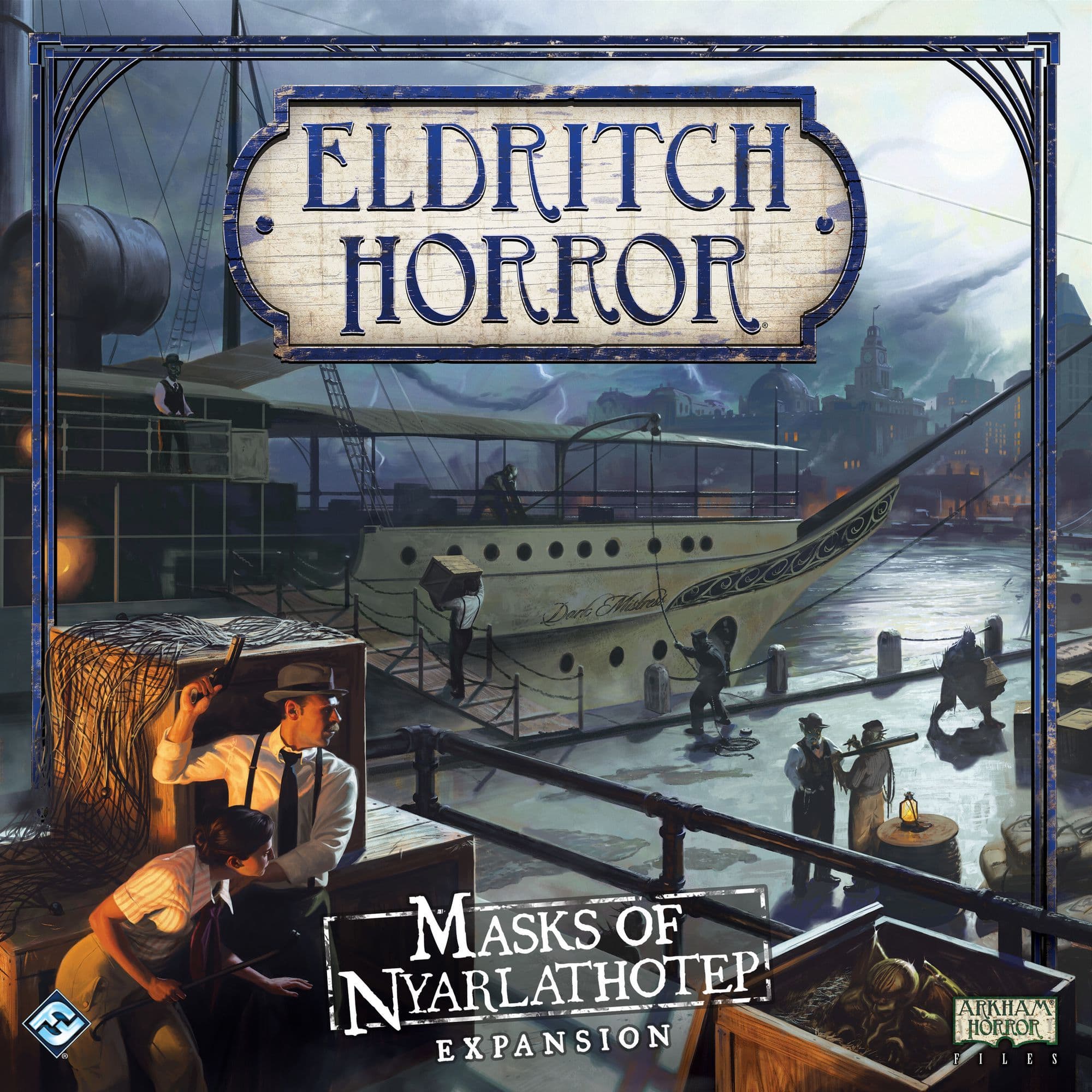 Portada juego de mesa Eldritch Horror: Las Máscaras de Nyarlathotep