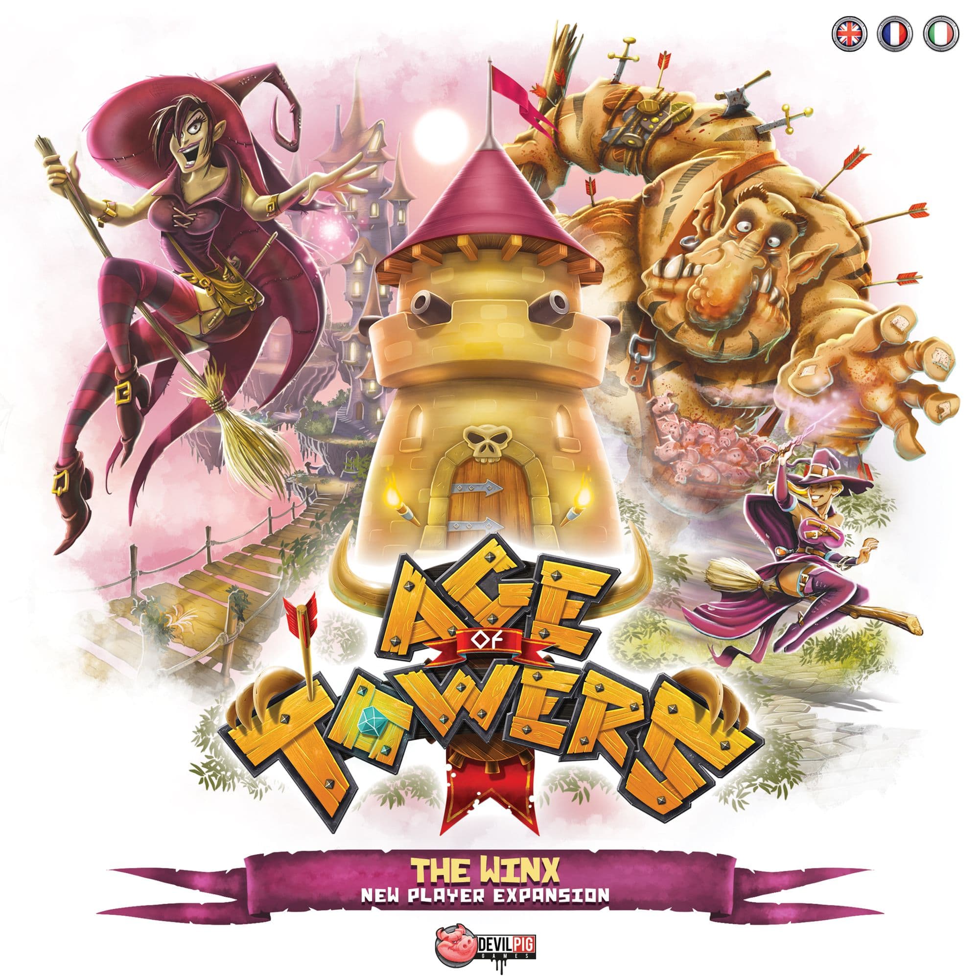 Portada juego de mesa Age of Towers: The Winx