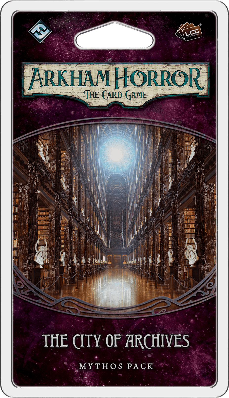 Portada juego de mesa Arkham Horror: El Juego de Cartas – La Ciudad de los Archivos: Pack de Mitos