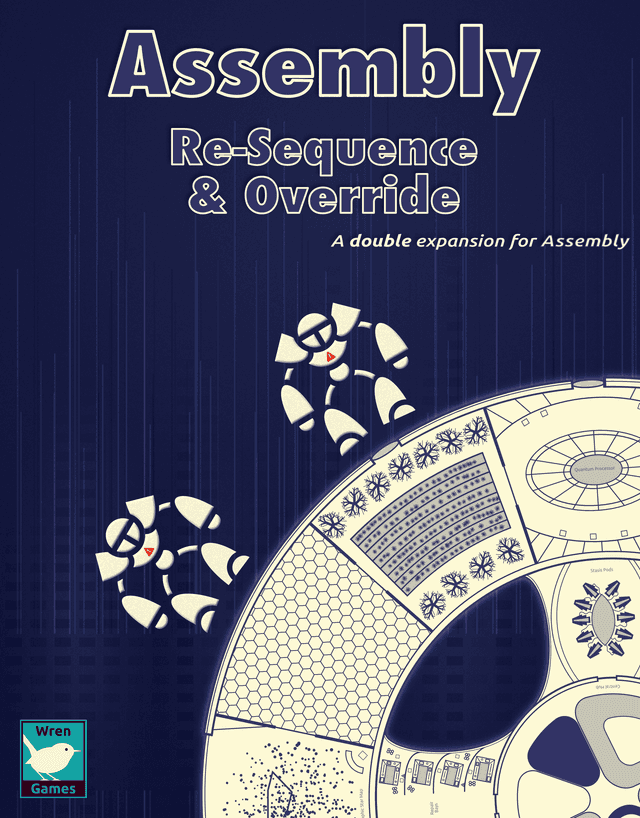 Portada juego de mesa Assembly: Re-Sequence & Override