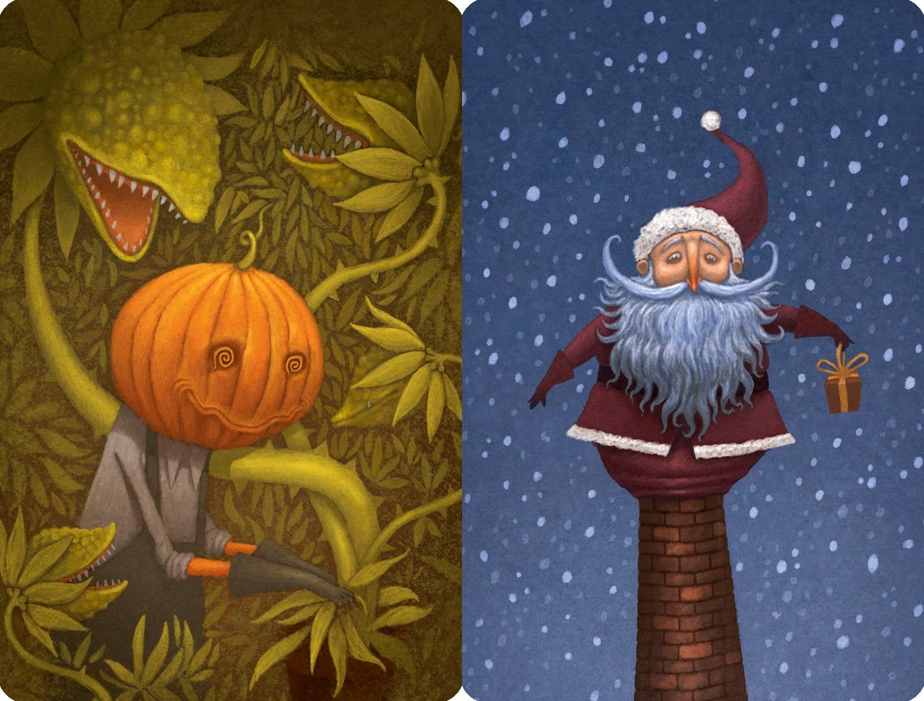 Portada juego de mesa Dixit: "Pumpkinhead" and "Santa" Promo Cards