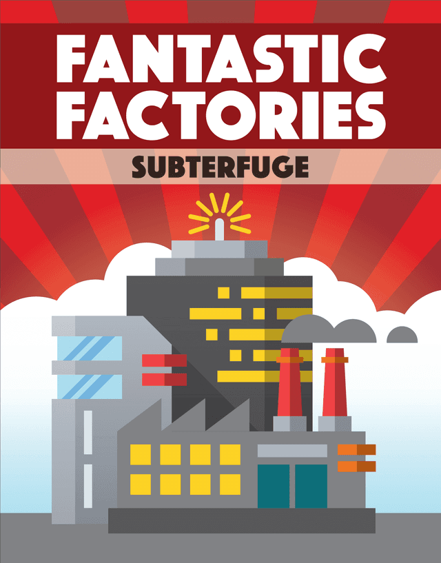 Portada juego de mesa Fábricas Fantásticas: Expansión Subterfugios