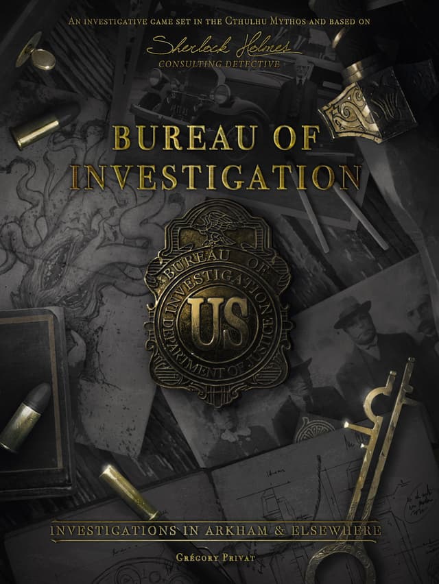 Portada juego de mesa Oficina de Investigación: Investigaciones en Arkham y más allá