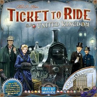 Portada juego de mesa ¡Aventureros al Tren! Reino Unido y Pennsylvania