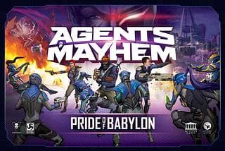 Portada juego de mesa Agents of Mayhem: Pride of Babylon