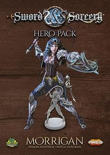 Portada juego de mesa Sword & Sorcery: Set de Héroe – Morrigan Cazadora de Demonios o de Brujos