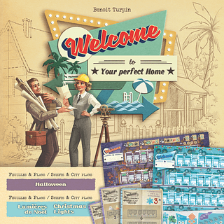 Portada juego de mesa Welcome... Hacia el perfecto hogar: Halloween y Guirnaldas navideñas