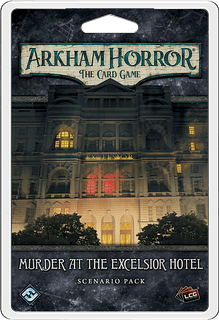 Portada juego de mesa Arkham Horror: El Juego de Cartas – Asesinato en el Hotel Excelsior: Pack de Escenario