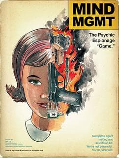 Portada juego de mesa Mind MGMT: El “juego” de espionaje psíquico.