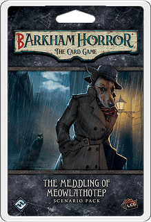 Portada juego de mesa Barkham Horror: El Juego de Cartas – La Intromisión de Miaulathotep: Pack de Escenario